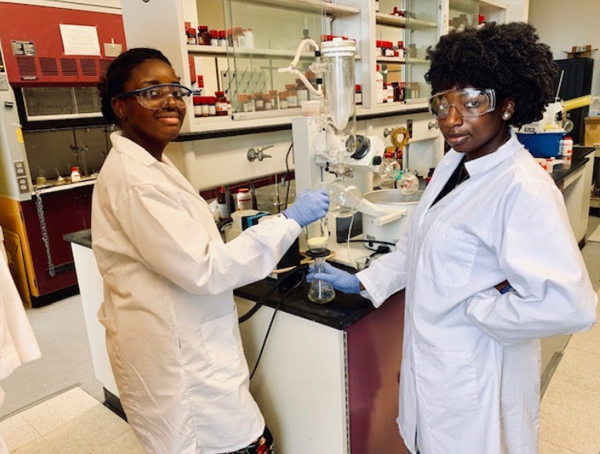 CaRE2 Summer Undergraduate Trainees working in the lab at FAMU